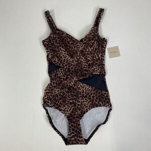 Ruby Ribbon Leopard Print One Piece Swimsuit Size 6
